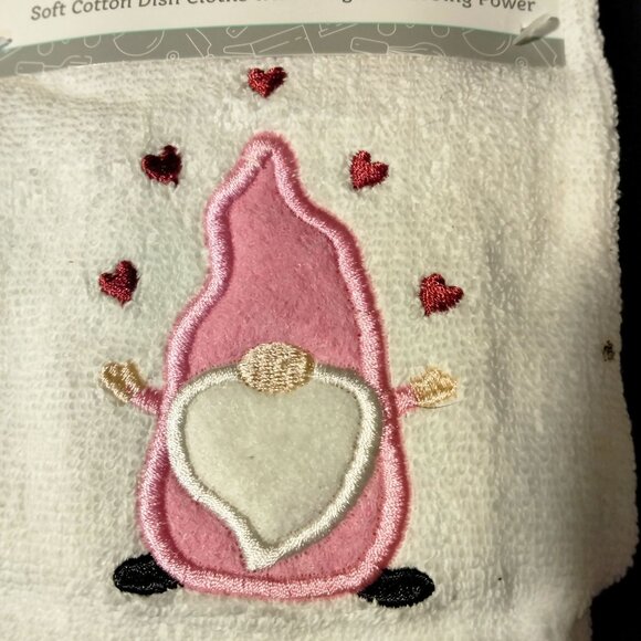 Ritz Gnome Scrub Itz 2 Pack 12x12 Soft Cotton Dish Cloths Valentine Hearts - Picture 4 of 6